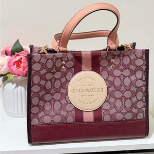 Coach Maroon and Blush Signature Tote